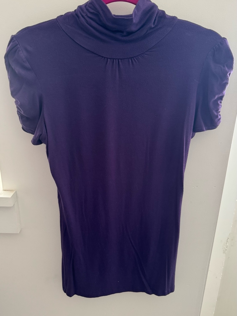 Soprano Eggplant Purple Short-Sleeve Turtleneck Top